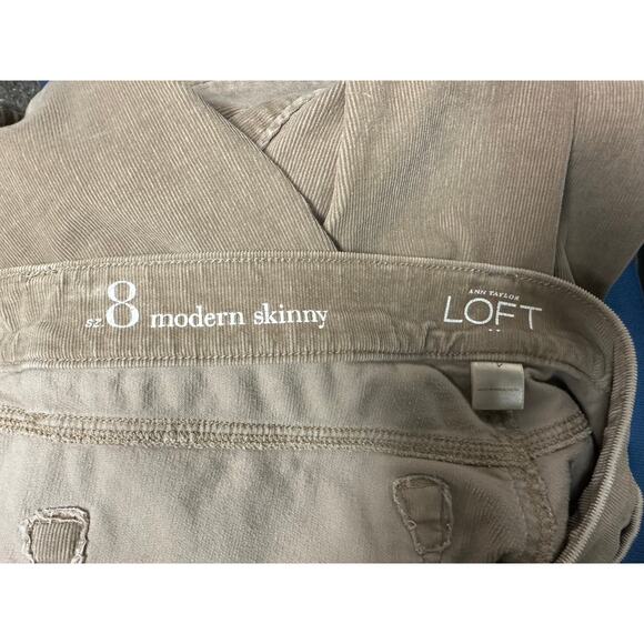 Ann Taylor LOFT Modern Skinny Tan Khaki Corduroy Pants Sz 8 - Picture 4 of 7
